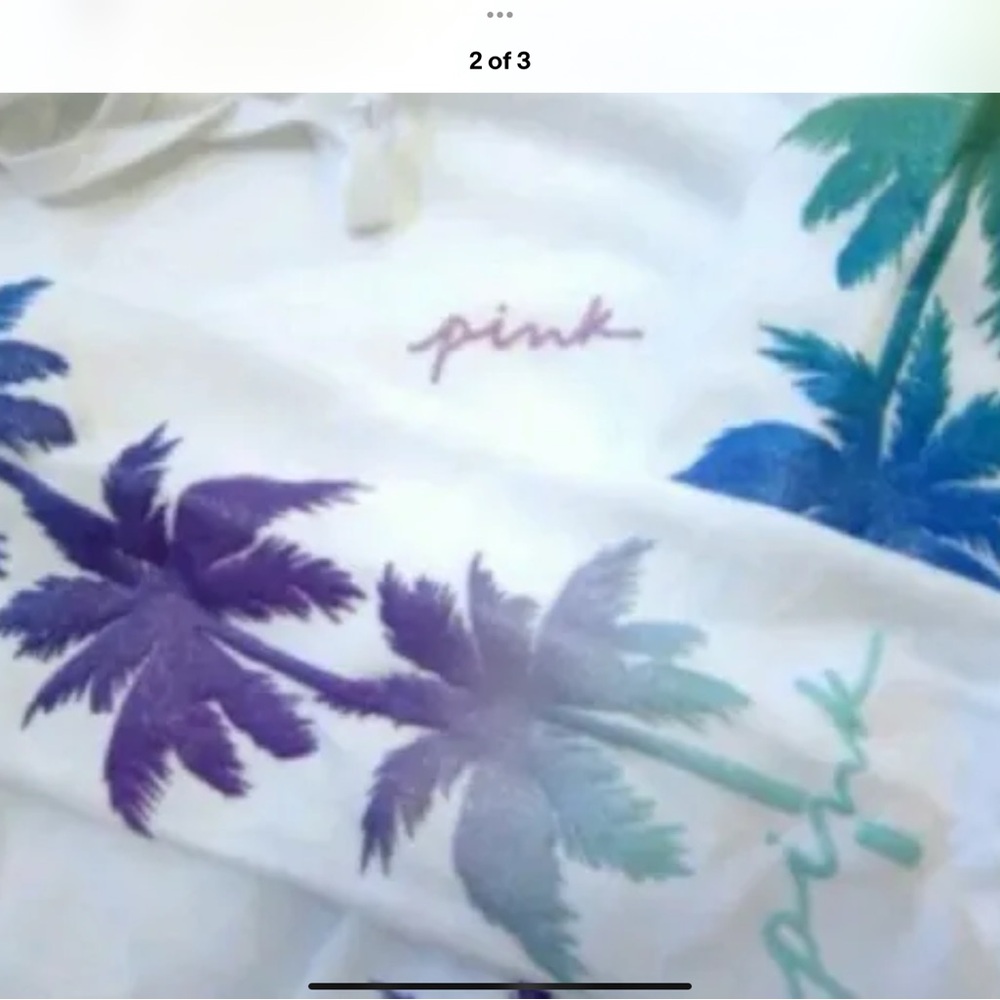 NEW LOT 3 VICTORIAS SECRET PINK BLING PALM TREE HOODIE, SHORTS & TEE SHIRT LARGE - Picture 16 of 16